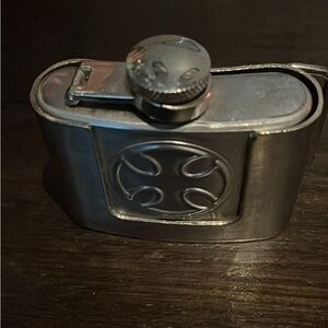 Men's Silver Belt Buckle with Cross Design